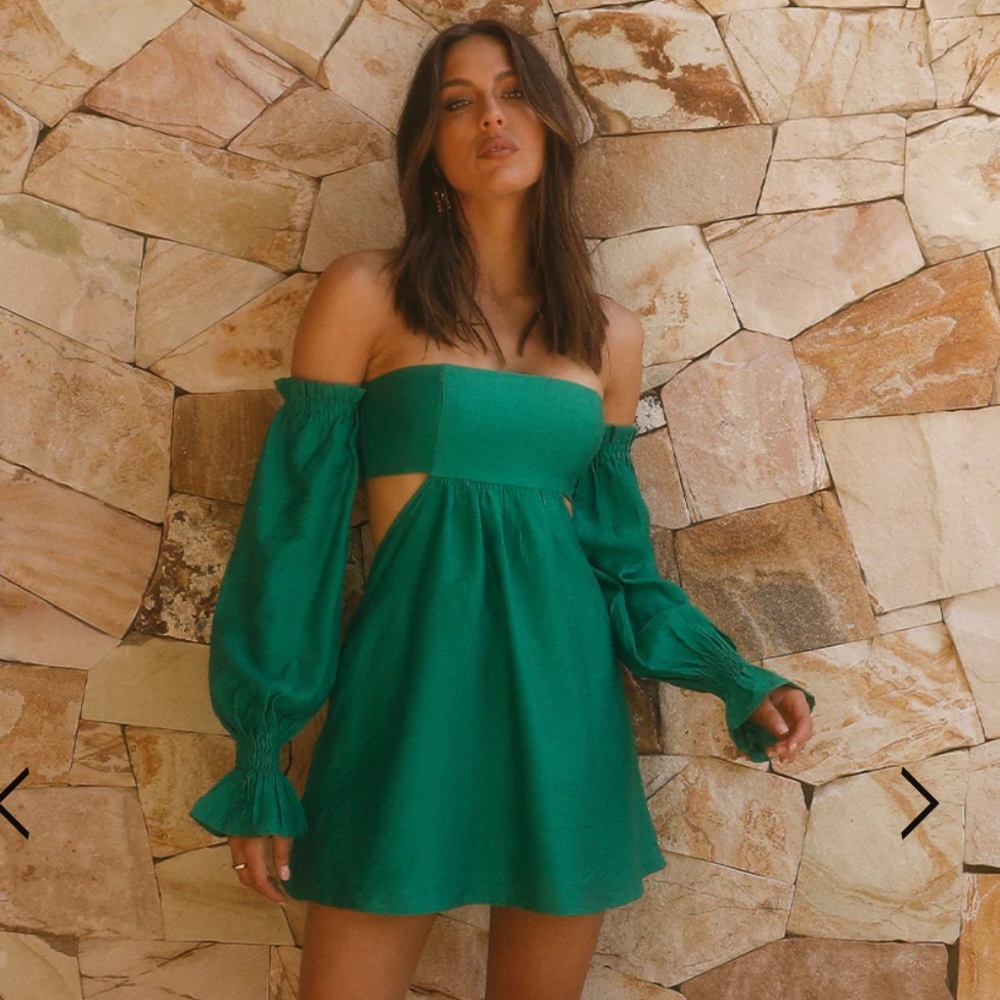 JOLIE MINI DRESS - PALM GREEN